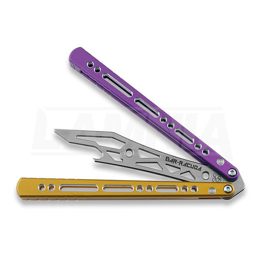 Cvičné nož motýlek BBbarfly Barracuda Milled, Purple And Gold