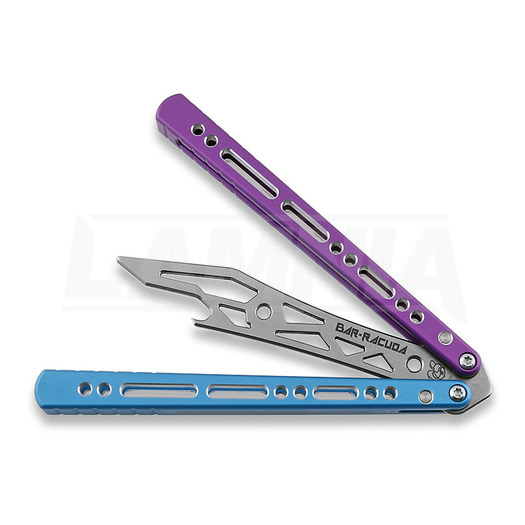 BBbarfly Barracuda Milled Bali-song Trainingsmesser, Purple And Light Blue