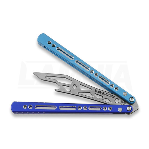 BBbarfly Barracuda Milled balisong trainer, Light Blue And Dark Blue