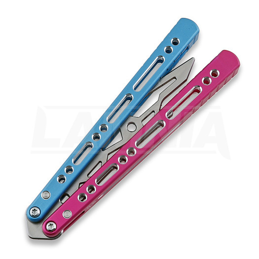 BBbarfly Barracuda Milled balisong trainer, Pink And Light Blue