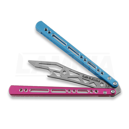 BBbarfly Barracuda Milled Bali-song Trainingsmesser, Pink And Light Blue