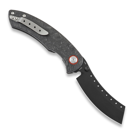 Red Horse Knife Works Hell Razor P Marbled Carbon Fiber összecsukható kés, PVD Black