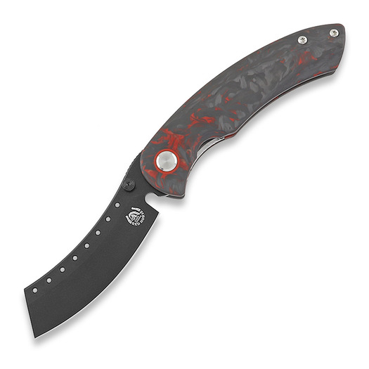 Red Horse Knife Works Hell Razor P Red Marbled Carbon Fiber kääntöveitsi, PVD Black