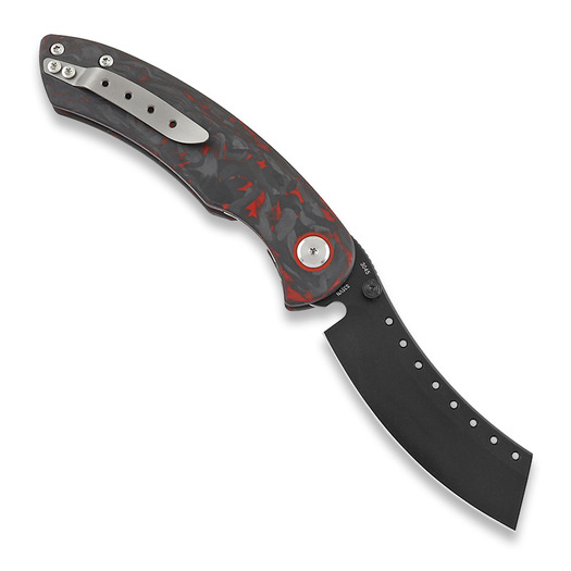 Red Horse Knife Works Hell Razor P Red Marbled Carbon Fiber Taschenmesser, PVD Black