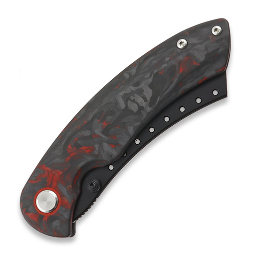 Red Horse Knife Works Hell Razor P Red Marbled Carbon Fiber Taschenmesser, PVD Black