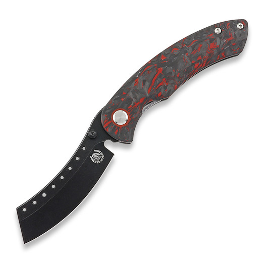 Red Horse Knife Works Hell Razor P Red Marbled Carbon Fiber összecsukható kés, BLK Stonewash