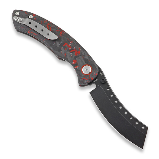 Red Horse Knife Works Hell Razor P Red Marbled Carbon Fiber fällkniv, BLK Stonewash