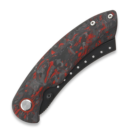 Red Horse Knife Works Hell Razor P Red Marbled Carbon Fiber kääntöveitsi, BLK Stonewash