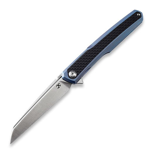 Kansept Knives Arcus Framelock Blue Anodized Ti/Twill CF folding knife