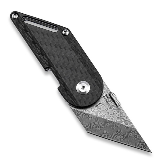 Kansept Knives Pinkerton Dash Linerlock Damascus Twill CF folding knife