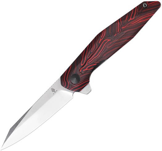 Kizer Cutlery Spot Linerlock 折叠刀, Black/Red Damascus G-10