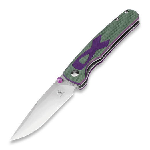 Kizer Cutlery Fighter Linerlock fällkniv, Purple/Green G-10, Satin