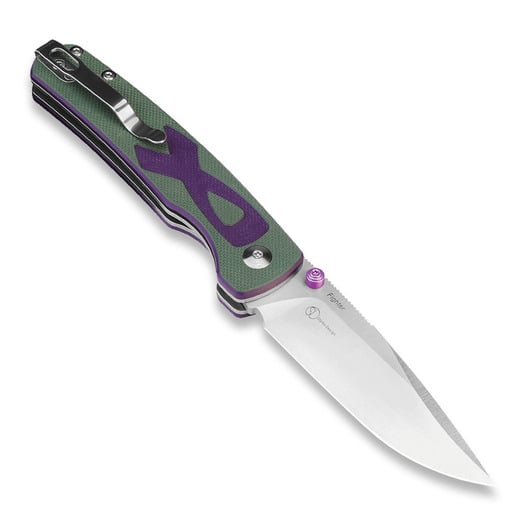 Coltello pieghevole Kizer Cutlery Fighter Linerlock, Purple/Green G-10, Satin