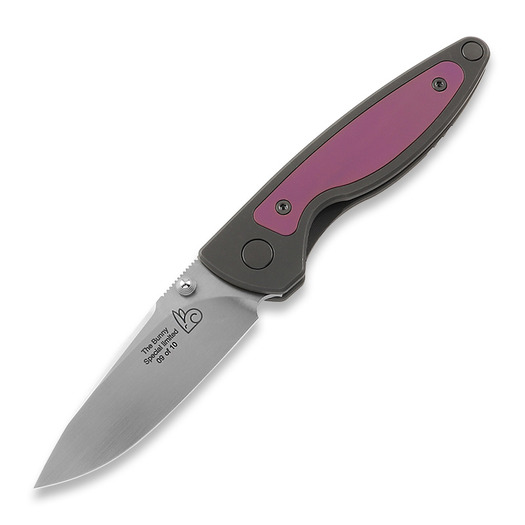 Couteau pliant Puppy K&T Bunny, TC4 handle with pink titanium inlay, hand rubbed blade