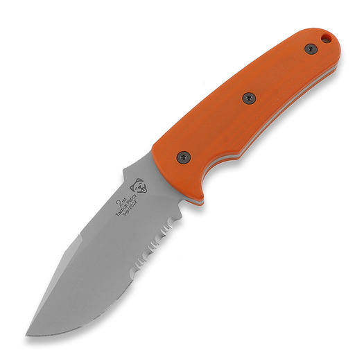 Puppy K&T Mini Tactical Puppy 칼, Orange handle, Serrated edge
