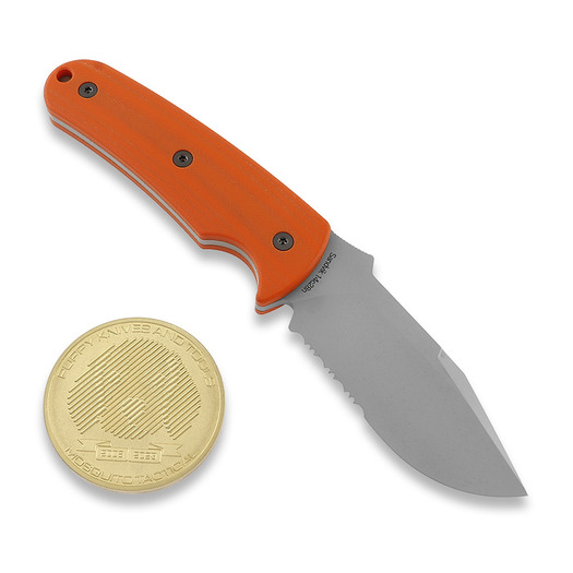 Puppy K&T Mini Tactical Puppy סכין, Orange handle, Serrated edge