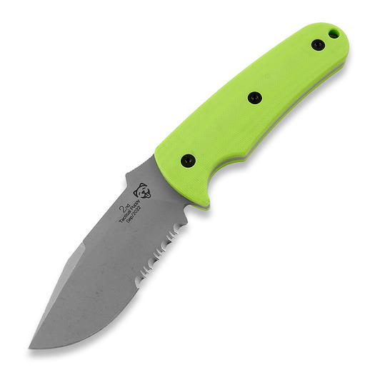 Couteau Puppy K&T Mini Tactical Puppy, Green handle, Serrated edge