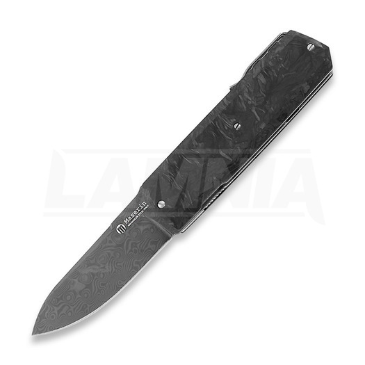 Maserin Silver Damascus folding knife, black
