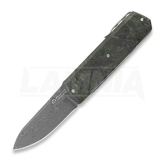 Maserin Silver Damascus folding knife, green