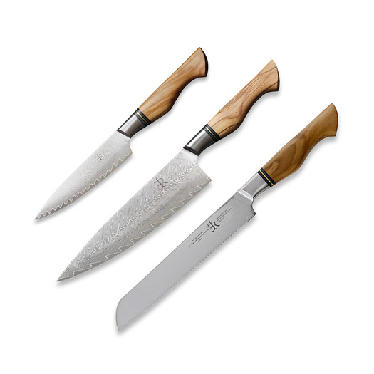 Kitchen knife set Ryda Knives ST650 Chef & Utility & Bread knife bundle