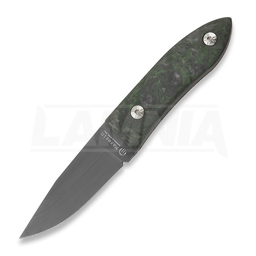 Maserin AM22 kniv, Damascus, Fat Carbon, grön