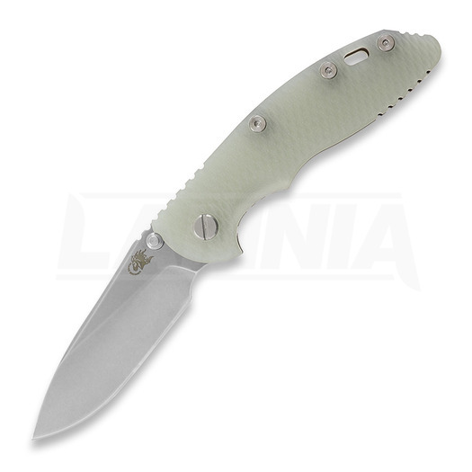 Zavírací nůž Hinderer 3.5 XM-18 Slicer Non Flipper Tri-Way Stonewash Bronze Translucent Green G10