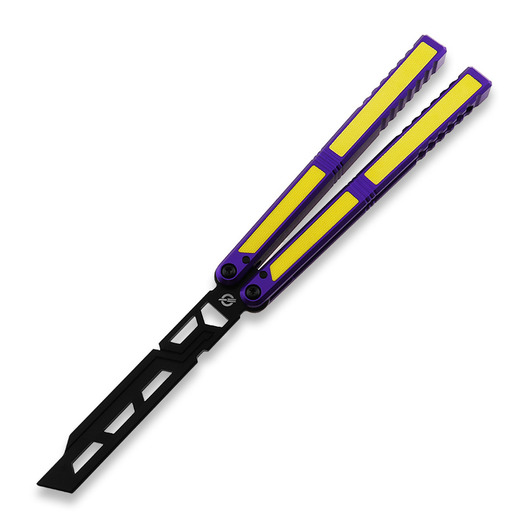 Balisong Flipping BionicOSi Purple Aluminum/Yellow G-10 balisong träningsknivar