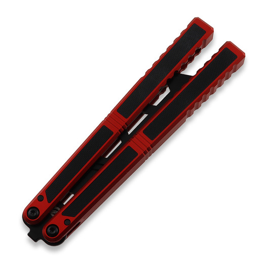Balisong Flipping BionicOSi Red Aluminum/Black G-10 trainer vlindermes
