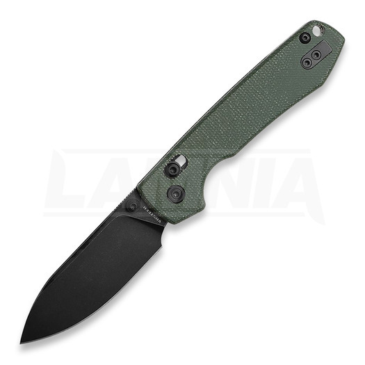 Vosteed Raccoon Crossbar - Micarta Green - B/W Drop folding knife