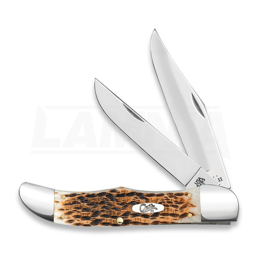 Case Cutlery Amber Bone Peach Seed Jig Large Folding Hunter sulankstomas peilis 30093