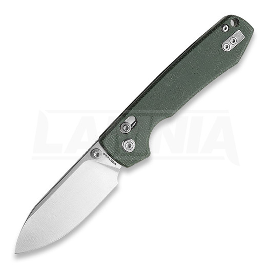 Vosteed Raccoon Crossbar - Micarta Green - Satin Drop folding knife