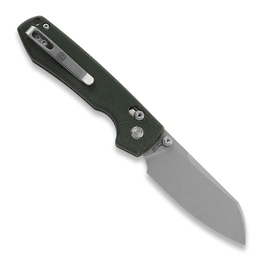 Vosteed Raccoon Crossbar - Micarta Green - S/W Cleaver folding knife