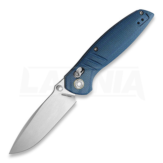 Vosteed Corsair Crossbar - Micarta Blue - S/W Drop folding knife