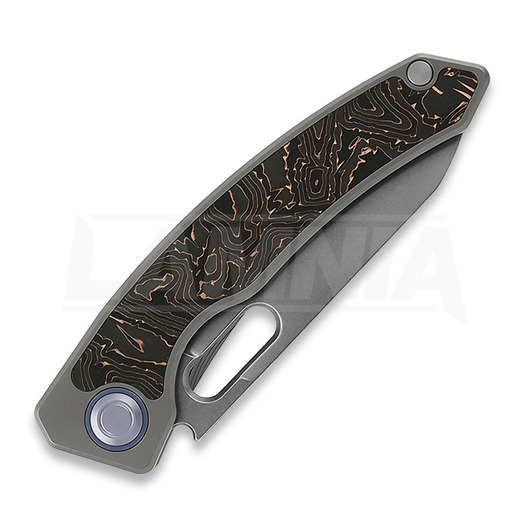 Maxace Black Mirror folding knife, Grey Handle CF Inlay