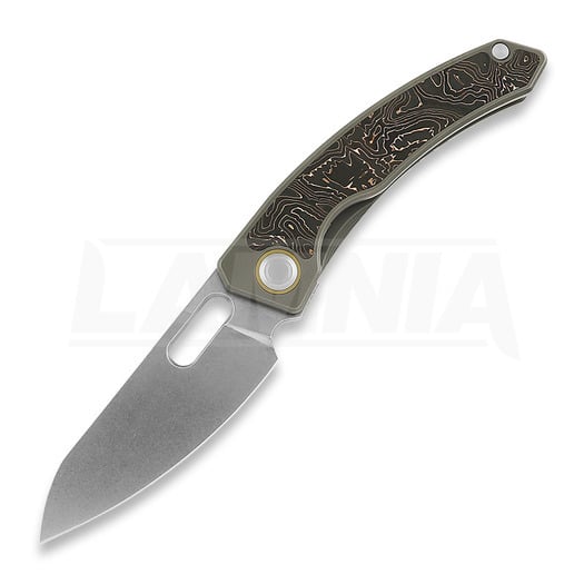 Maxace Black Mirror folding knife, Stonewash Handle CF Inlay