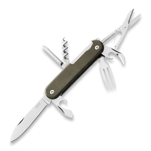 Mitmeotstarbeline tööriist MKM Knives Campo 7, Green Canvas Micarta MKCP07MAG-GC