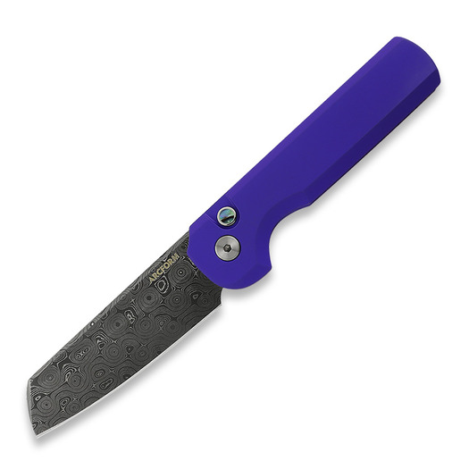 Couteau pliant Arcform Slimfoot Auto - Purple Anodize / Damascus Raindrop
