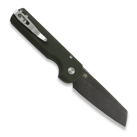 Briceag Arcform Slimfoot Auto - OD Green Anodize / Damascus Bacon