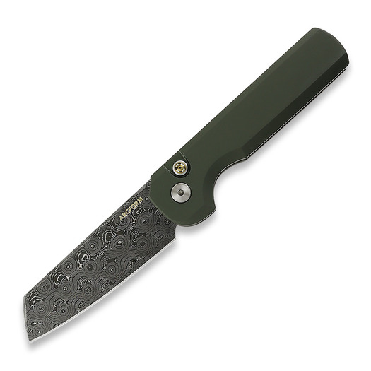 Arcform Slimfoot Auto - OD Green Anodize / Damascus Raindrop sklopivi nož