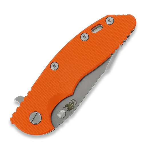 Hinderer 3.5 XM-18 Harpoon Spanto Tri-Way Stonewash folding knife, orange