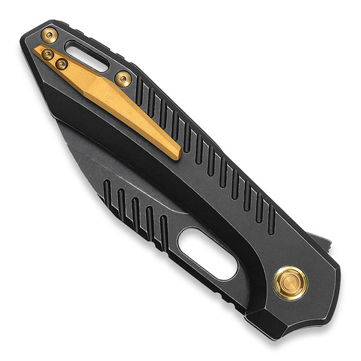 Vosteed RSKAOS Top Linerlock - Titanium B/W - Black Wharncliffe folding knife