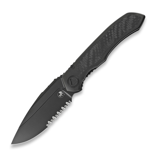 Microtech Anax S/E DLC folding knife, Titanium/Carbon Fibre, Half Serrated 90C-2DLCTCFITI