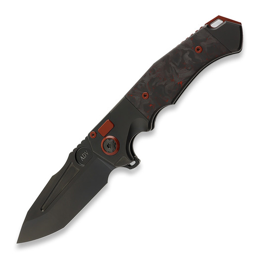 Andre de Villiers Ronin BL folding knife, Red Marble CF, Red/Black