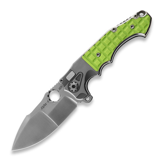 Couteau pliant Andre de Villiers Mini Alpha-s, Green Fragged G10
