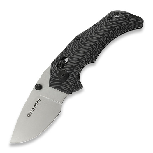 Willumsen Red E Two-Tone Stone Gray/Black folding knife