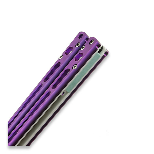 Hom Design Chimera V2 バタフライナイフ, Purple Anodized Ti, White/Tifanny Blue G-10
