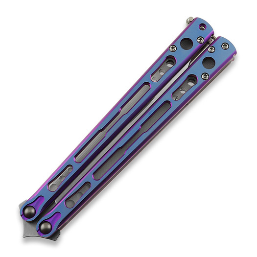 Hom Design Chimera V2 Bali-Song Messer, Purple/Blue Anodized Ti, Jade G-10/CF