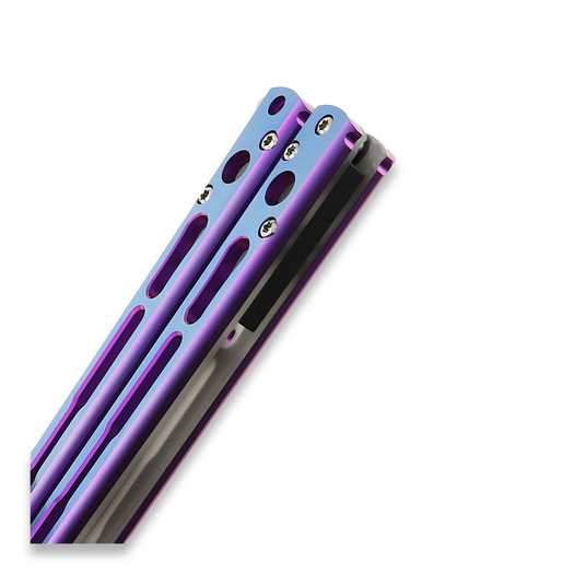 Hom Design Chimera V2 butterfly knife, Purple/Blue Anodized Ti, Jade G-10/CF