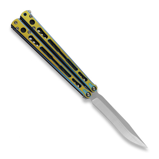 Nož motýlek Hom Design Chimera V2, Aqua/Gold Anodized Ti, Carbon Fiber