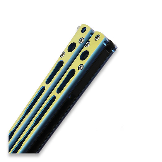 Нож бабочка Hom Design Chimera V2, Aqua/Gold Anodized Ti, Carbon Fiber
